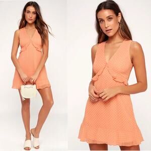 NWT Lulus You Got It Blush Pink Polka Dot Mini Dress S